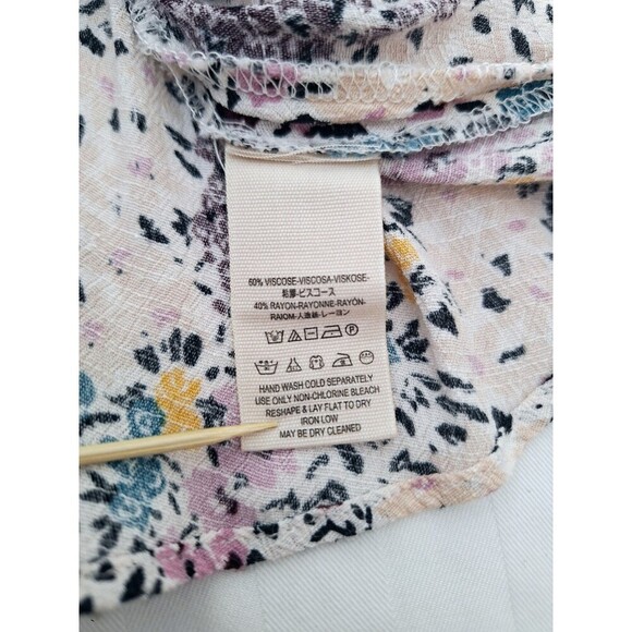 Free People Miss Right Floral Print Cutout Mini Dress Ivory Multi Sz Large - Picture 7 of 7